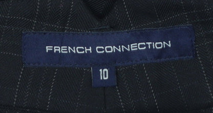 French Connection Women Black Check Wide-Leg Dress Trousers UK 10