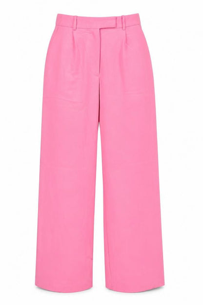 Zara Women Pink XS High Rise Wide Leg Pleated Dress Trousers