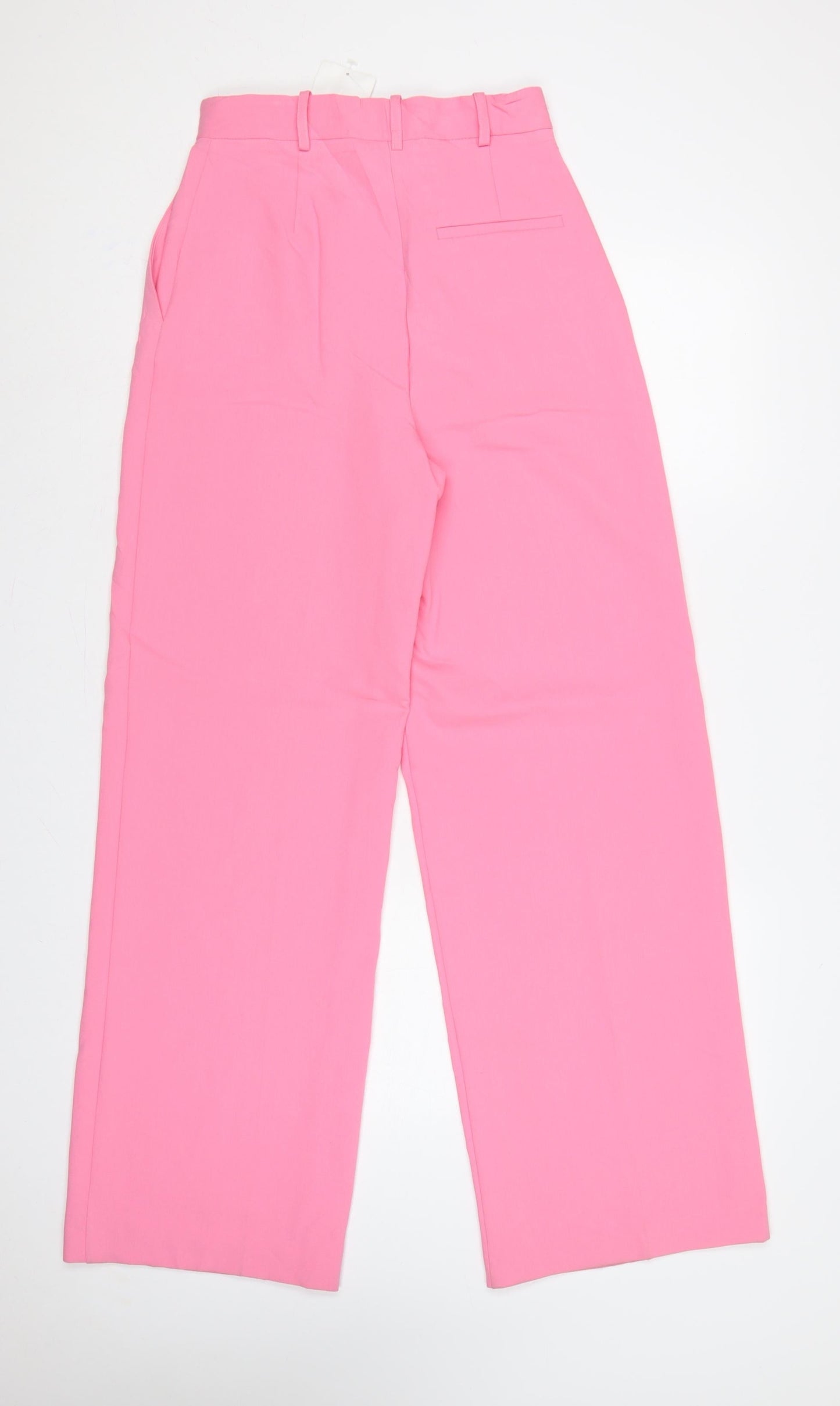 Zara Women Pink XS High Rise Wide Leg Pleated Dress Trousers