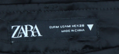 Zara Women Black M Cargo Straight Leg High Rise Trousers Pockets