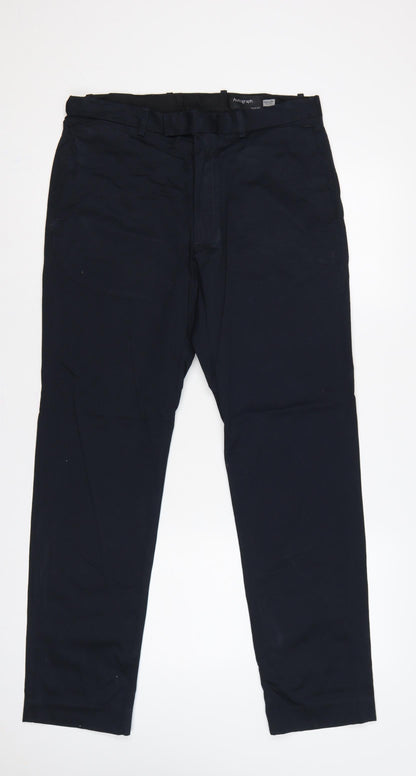 Marks & Spencer Autograph Men's Navy 32in Slim Fit Trousers 31in Leg