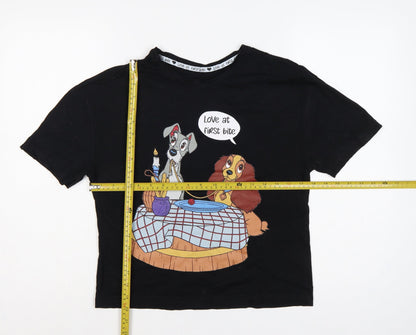 Disney at George Teens Black Size 8 Basic Lady and the Tramp T-Shirt