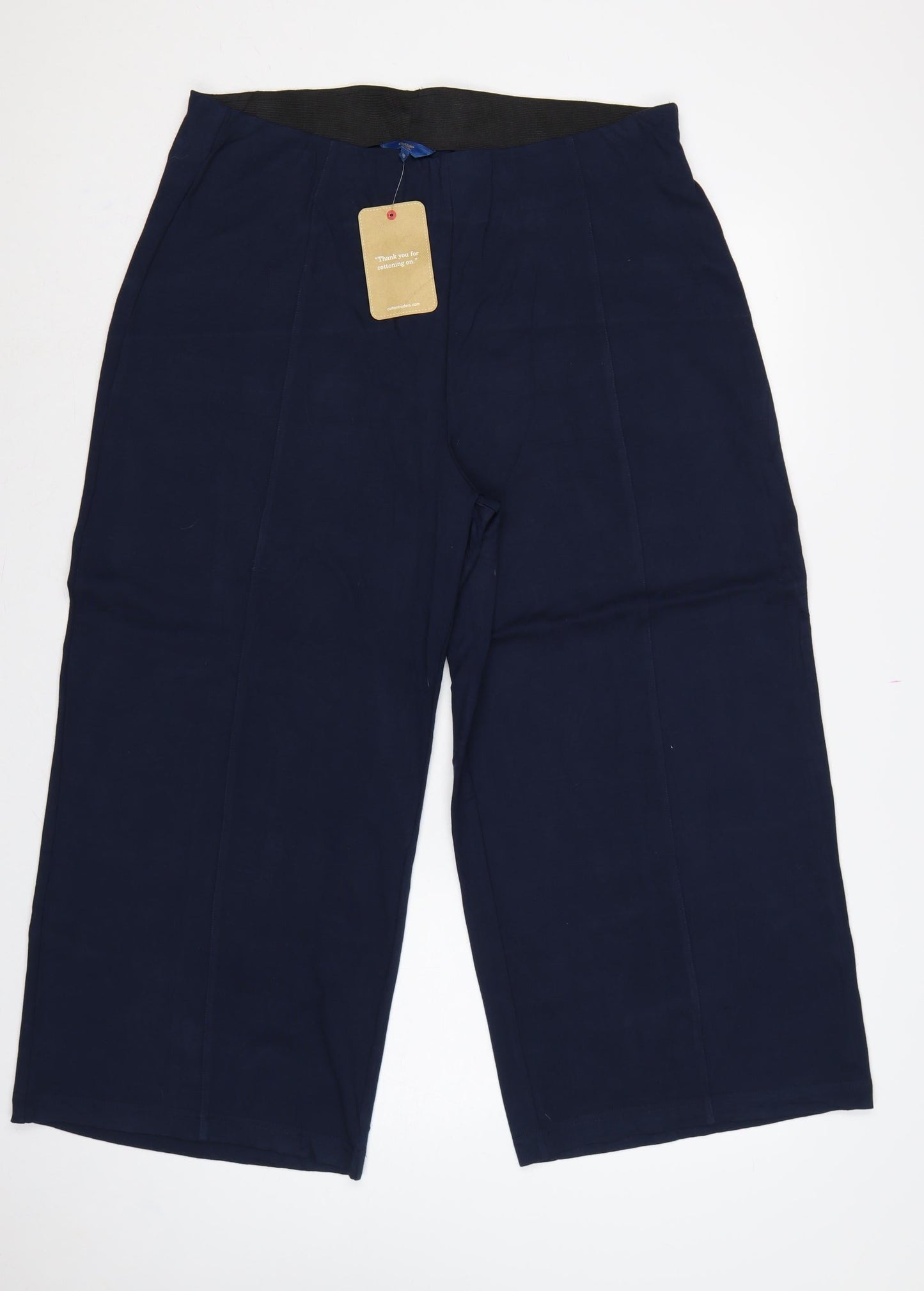 Cotton Traders Women's Midnight Blue UK 16 Wide Leg Cropped Trousers