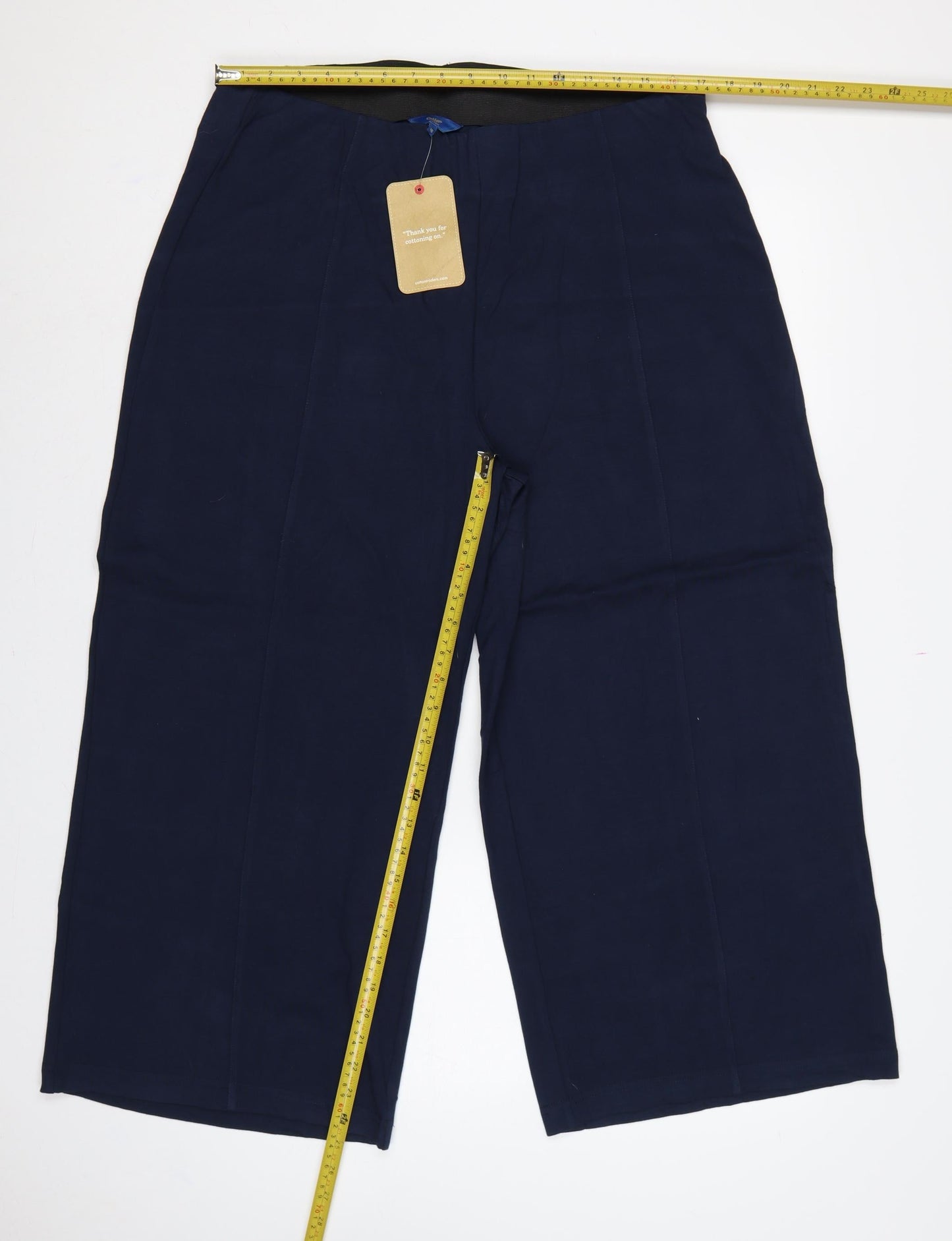 Cotton Traders Women's Midnight Blue UK 16 Wide Leg Cropped Trousers