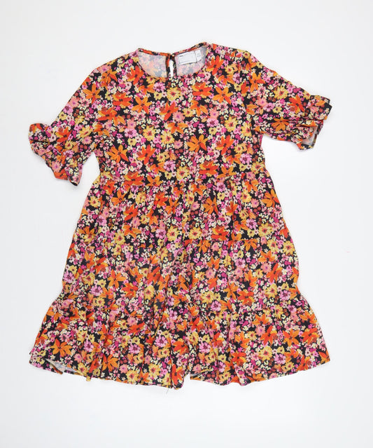 Additional front view of ASOS Design Women Multicoloured UK 6 Floral Skater Mini Dress
