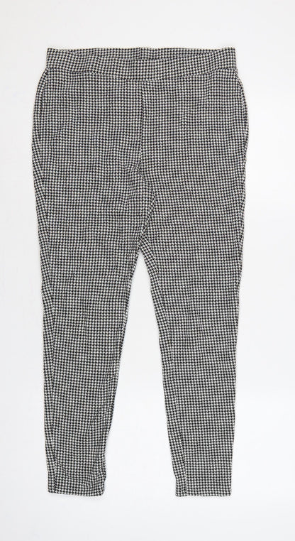 M&S Women Black White Houndstooth Stretch Leggings UK 14