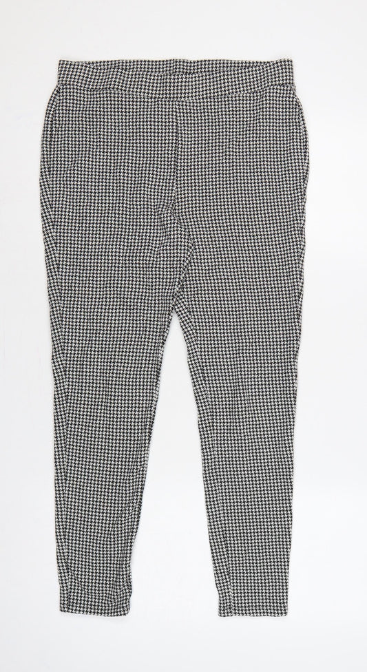 Marks & Spencer Women Black White Houndstooth Stretch Leggings UK 14
