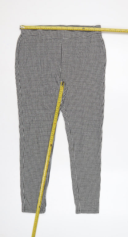 M&S Women Black White Houndstooth Stretch Leggings UK 14