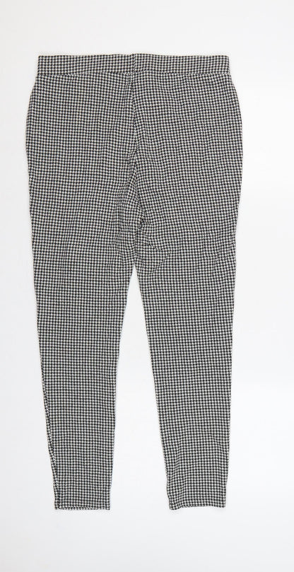 M&S Women Black White Houndstooth Stretch Leggings UK 14