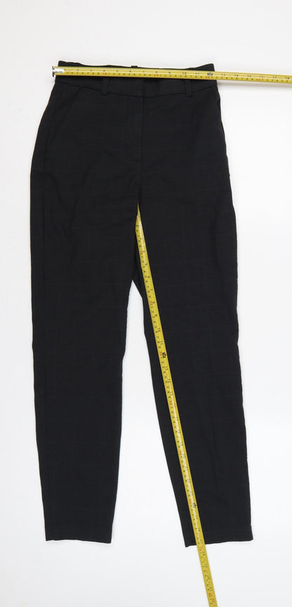 H&M Women’s Black Check High Rise Tapered Tailored Trousers UK 8