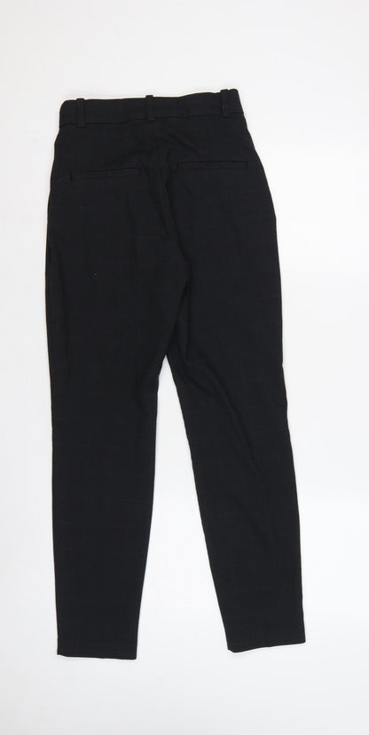 H&M Women’s Black Check High Rise Tapered Tailored Trousers UK 8