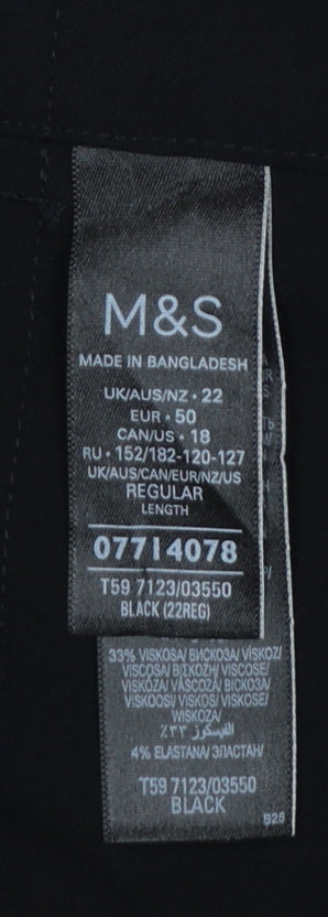 Marks & Spencer Women’s Black UK 22 Regular Straight Dress Trousers