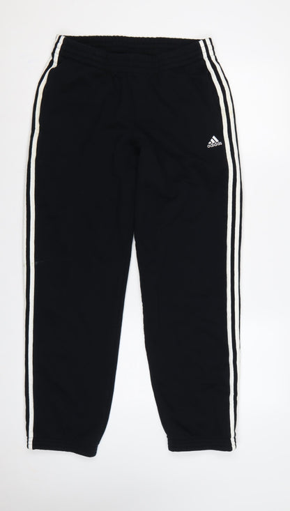 Adidas Men’s Black M Essentials 3 Stripe Cuffed Sweatpants