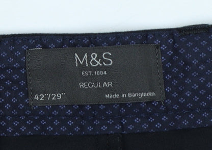 Marks and Spencer Men’s Black 42x29 Regular Fit Stretch Chino Trousers