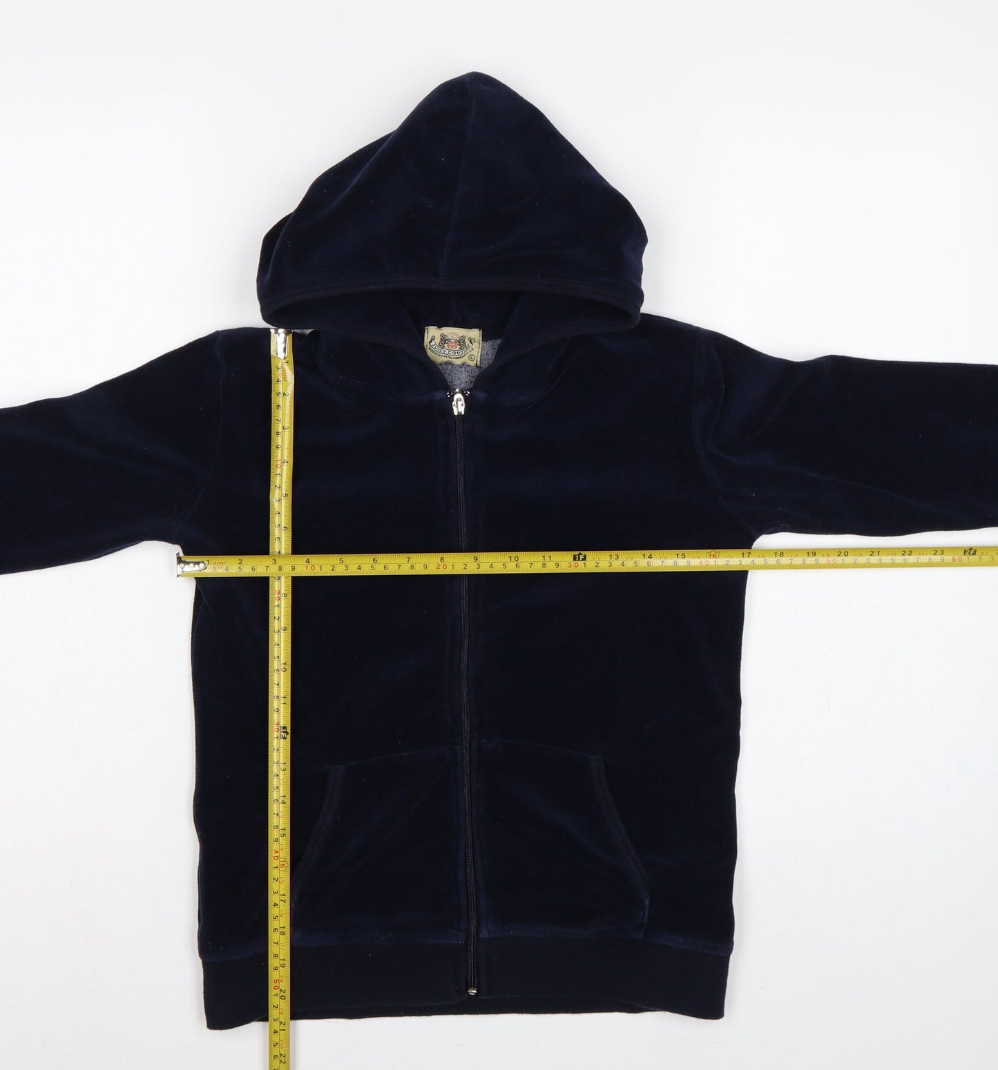Juicy Couture Women Blue L Velour Full Zip Hooded Hoodie