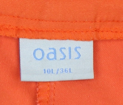 Oasis Women Orange Flared Tailored Trousers UK 10 Long Cotton Stretch