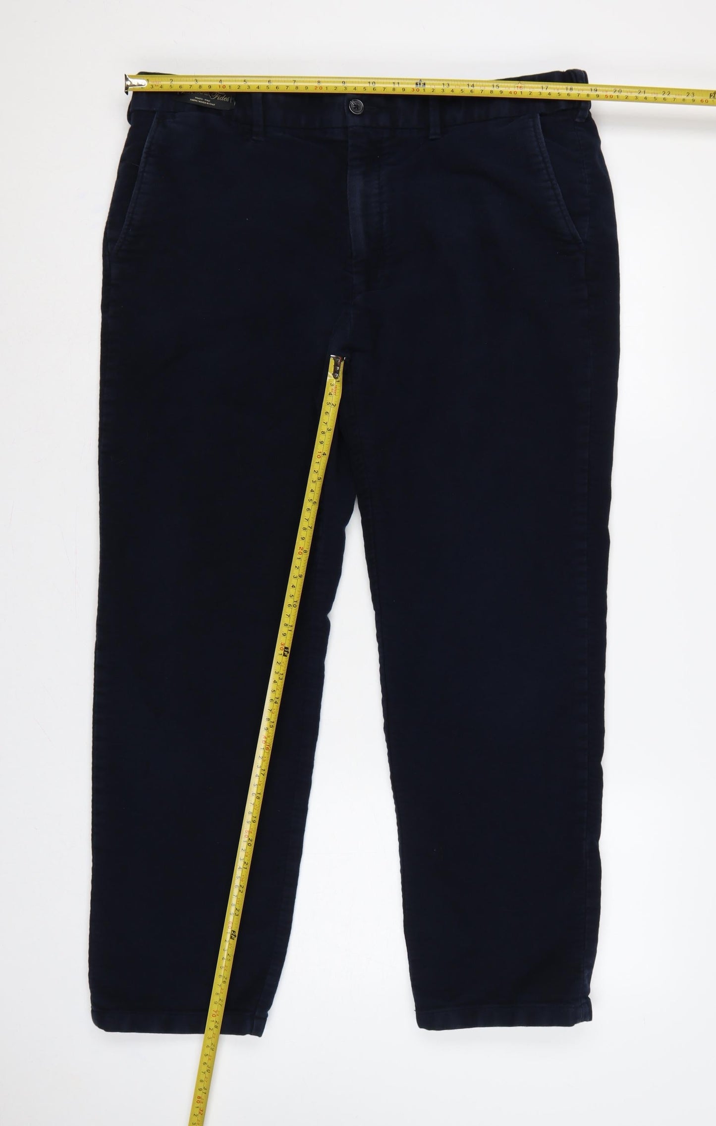 Marks & Spencer Men's Blue 40/31 Cotton Tapered Chino Trousers