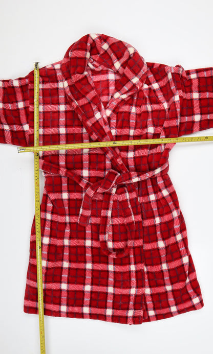 Marks & Spencer Women's Red 12-14 Check Fleece Belted Robe