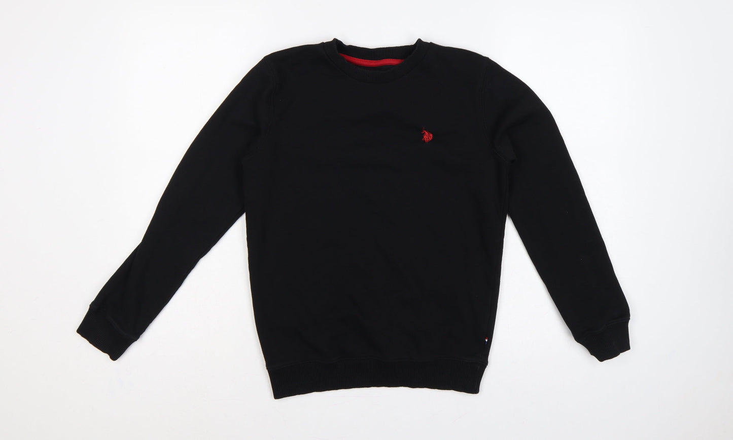 U.S. Polo Assn. Boys Black 12-13 Years Pullover Crew Neck Sweatshirt