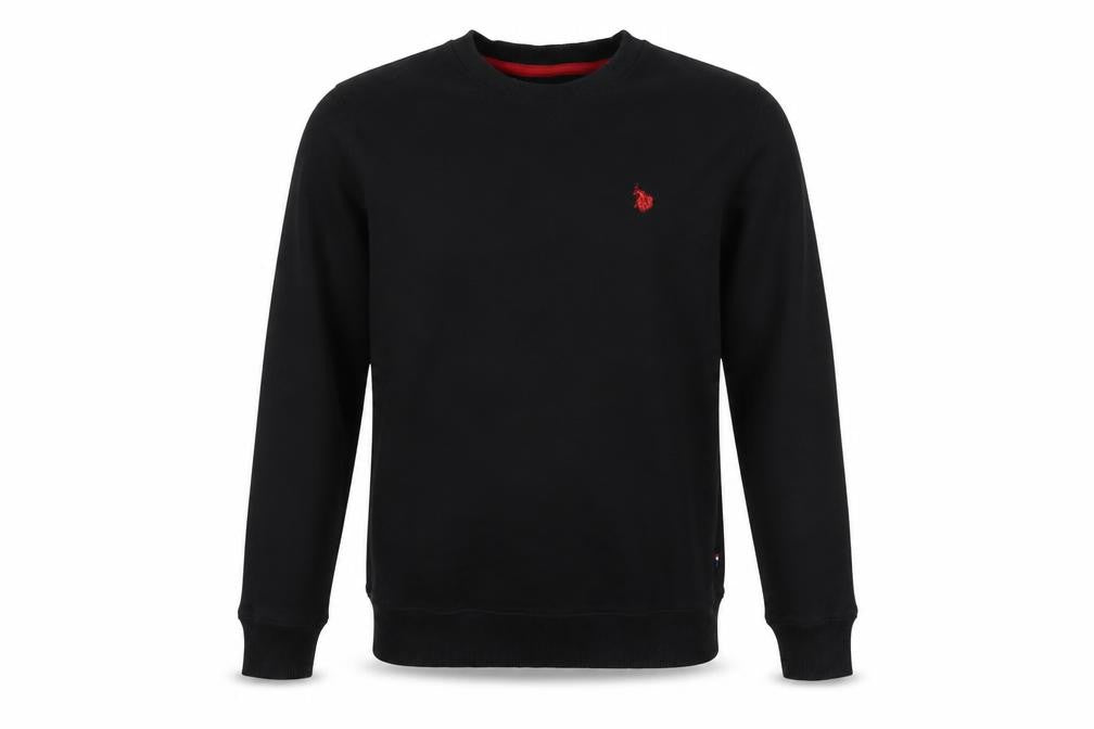 Front view of U.S. Polo Assn. boys’ black 12-13 years pullover crew neck sweatshirt
