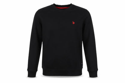 Front view of U.S. Polo Assn. boys’ black 12-13 years pullover crew neck sweatshirt