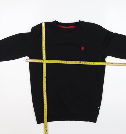 U.S. Polo Assn. Boys Black 12-13 Years Pullover Crew Neck Sweatshirt