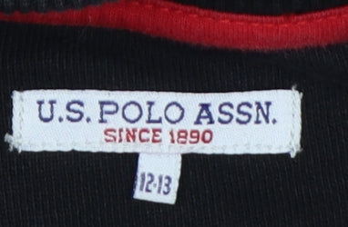 U.S. Polo Assn. Boys Black 12-13 Years Pullover Crew Neck Sweatshirt
