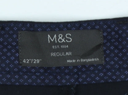 Marks and Spencer Men’s Black 42x29 Regular Fit Stretch Chino Trousers