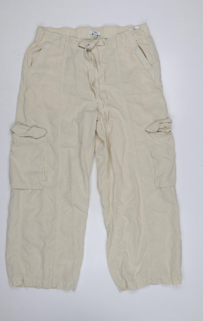 Marks and Spencer Women Ivory UK 18 Linen Lyocell Cargo Trousers