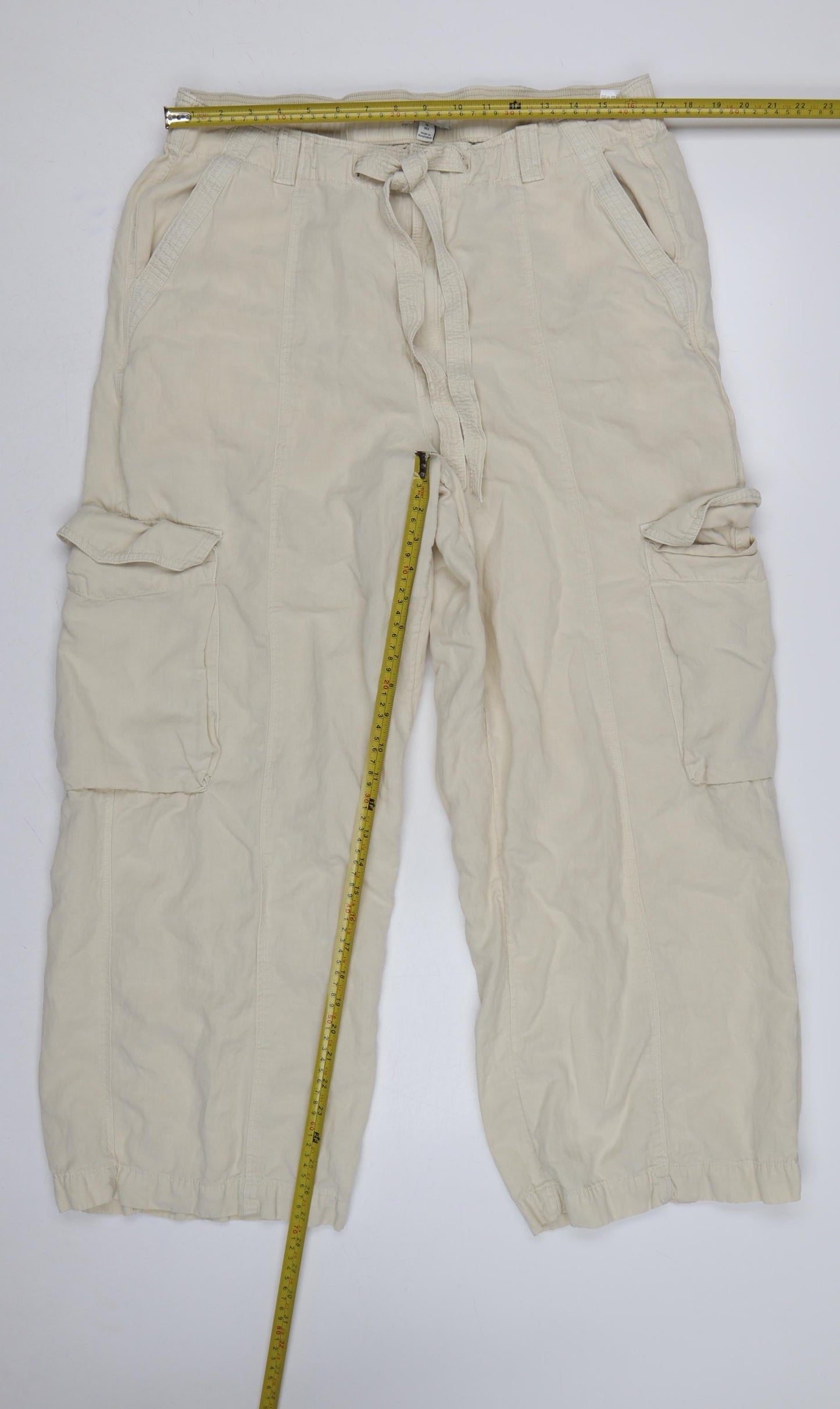 Marks and Spencer Women Ivory UK 18 Linen Lyocell Cargo Trousers