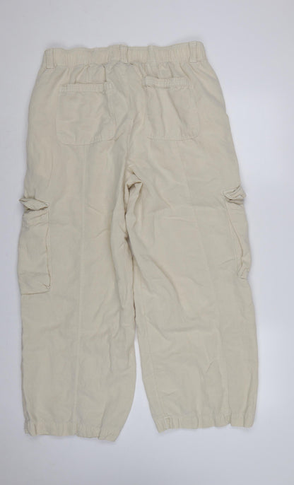 Marks and Spencer Women Ivory UK 18 Linen Lyocell Cargo Trousers