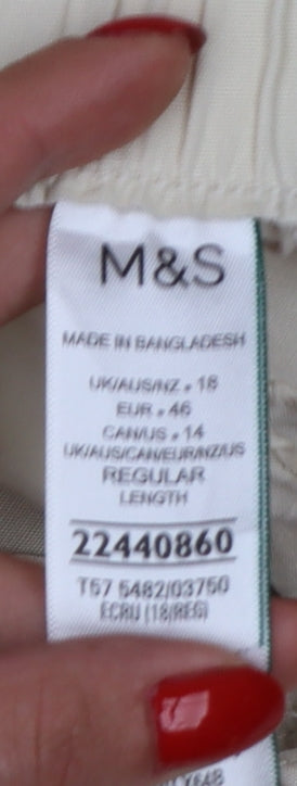 Marks and Spencer Women Ivory UK 18 Linen Lyocell Cargo Trousers