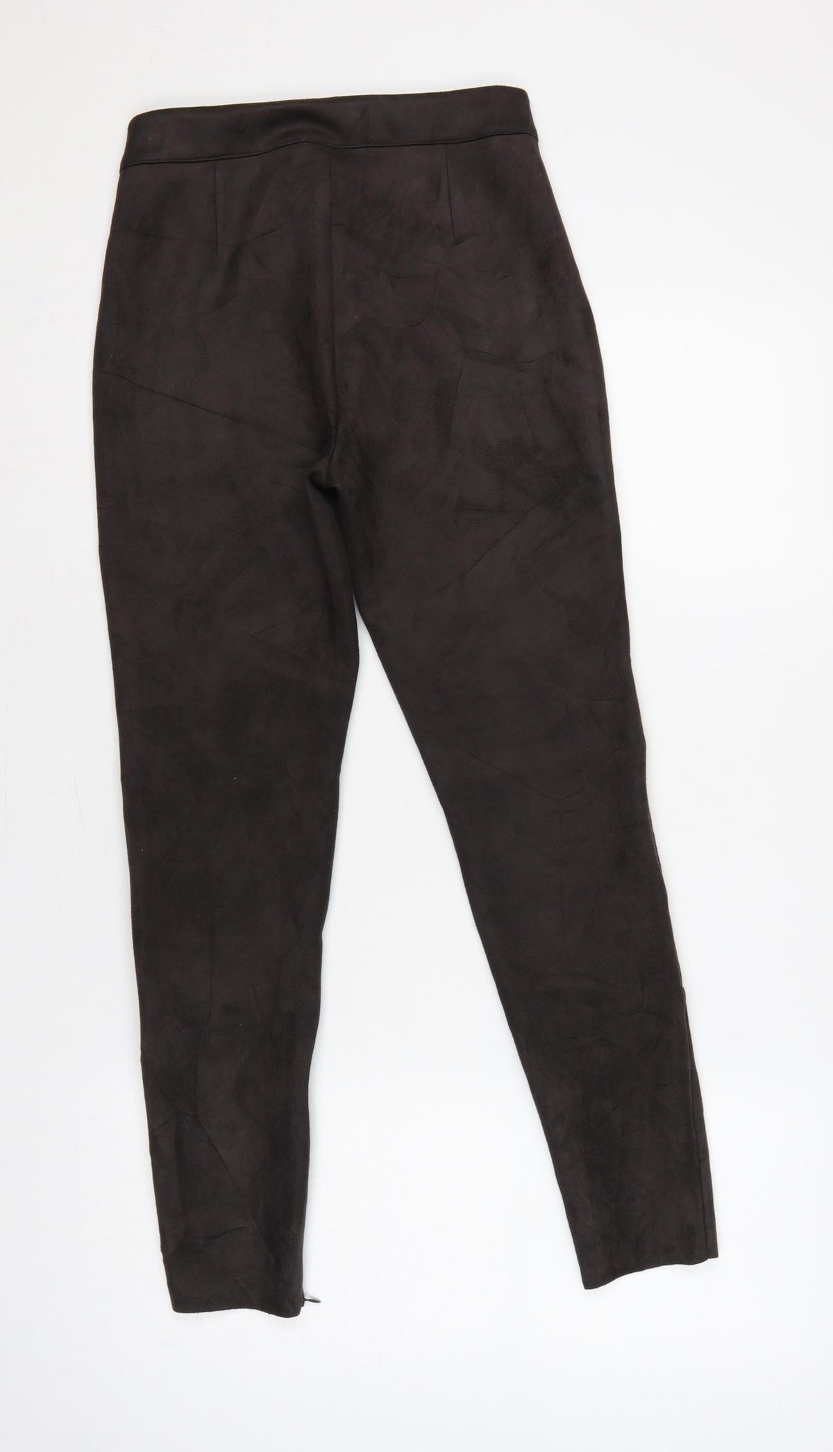 Zara Women Black XS Skinny Biker Quilted Ankle Zip Trousers