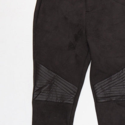 Zara Women Black XS Skinny Biker Quilted Ankle Zip Trousers