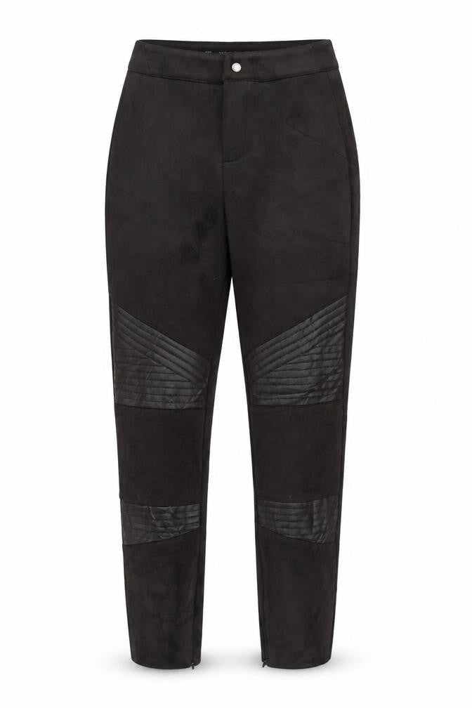 Zara Women Black XS Skinny Biker Quilted Ankle Zip Trousers