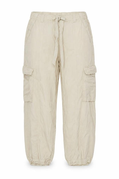 Marks & Spencer Women Ivory UK 18 Regular Lyocell Linen Cargo Trousers