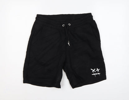boohooMAN Men's Black M Sweat Shorts Drawstring Embroidered Pockets