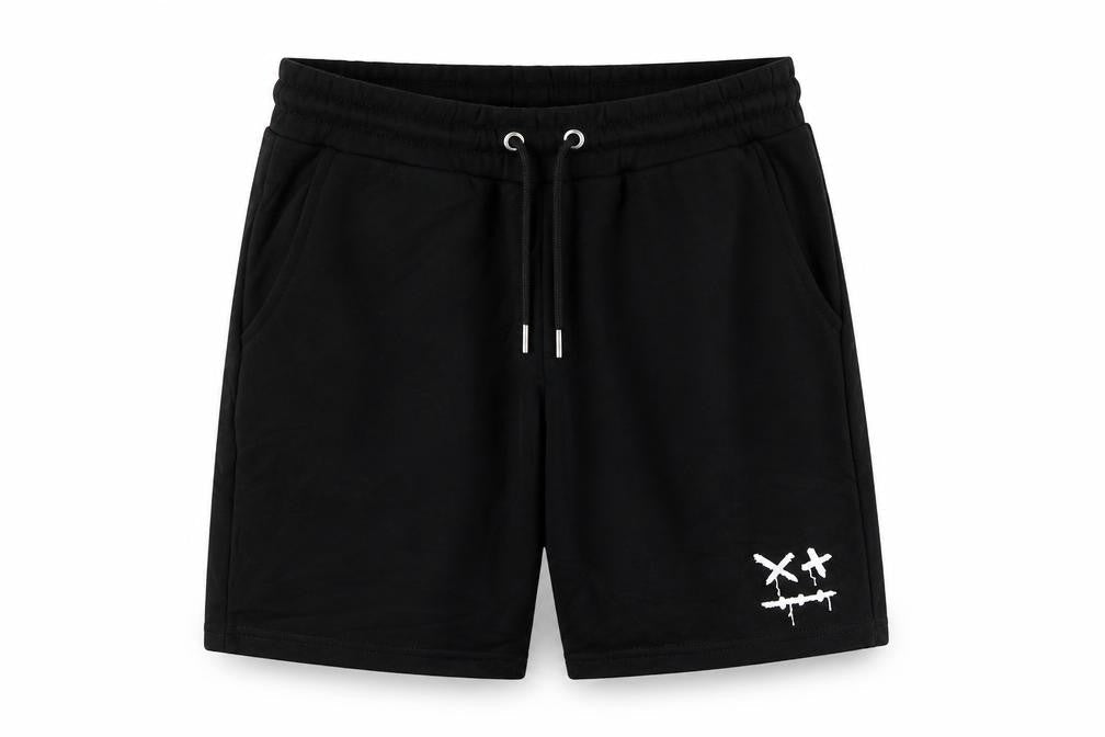 Front view of boohooMAN Men's Black M Sweat Shorts Drawstring Embroidered Pockets