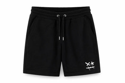 Front view of boohooMAN Men's Black M Sweat Shorts Drawstring Embroidered Pockets