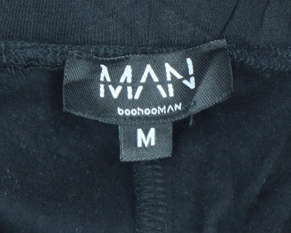 boohooMAN Men's Black M Sweat Shorts Drawstring Embroidered Pockets