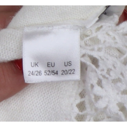 Julipa Women Ivory UK 24 Open Cardigan Lace Trim 3/4 Sleeve Plus