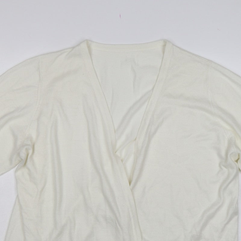 Julipa Women Ivory UK 24 Open Cardigan Lace Trim 3/4 Sleeve Plus