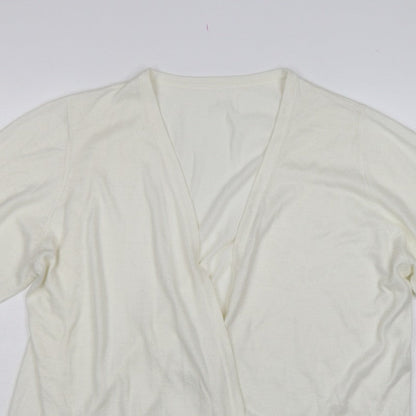Julipa Women Ivory UK 24 Open Cardigan Lace Trim 3/4 Sleeve Plus