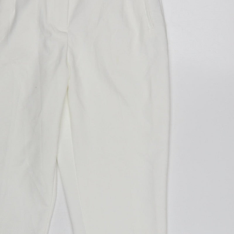 Zara Women White Size S High Rise Tapered Dress Trousers