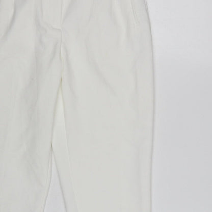 Zara Women White Size S High Rise Tapered Dress Trousers