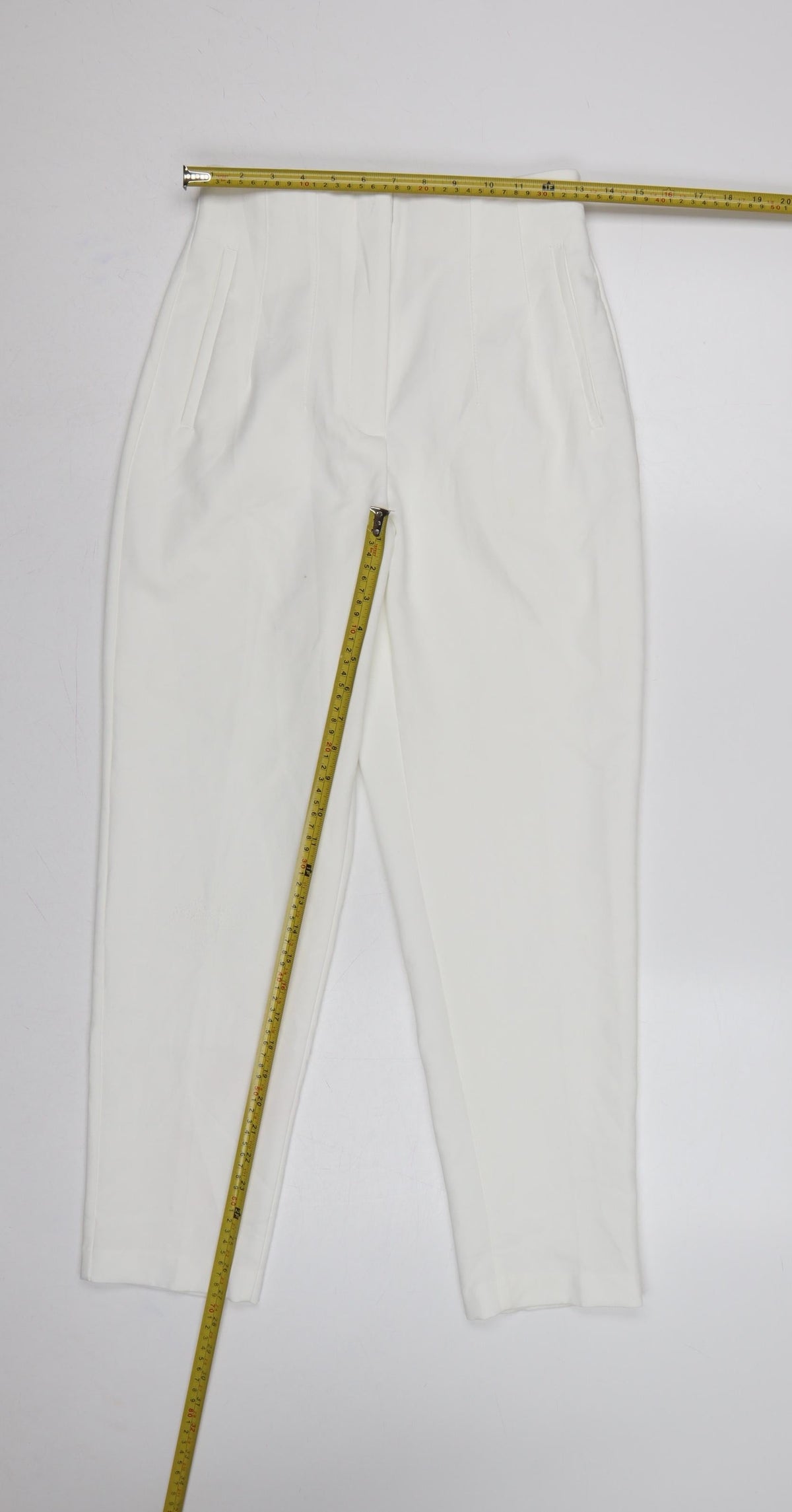 Zara Women White Size S High Rise Tapered Dress Trousers