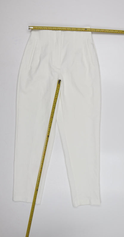 Zara Women White Size S High Rise Tapered Dress Trousers