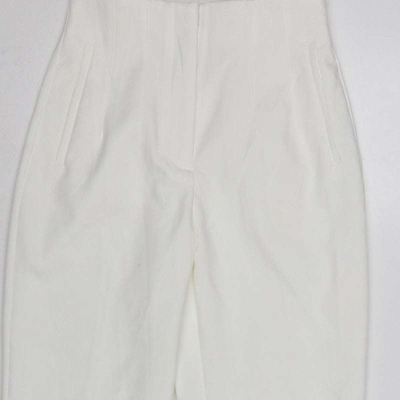 Zara Women White Size S High Rise Tapered Dress Trousers