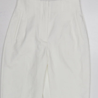 Zara Women White Size S High Rise Tapered Dress Trousers