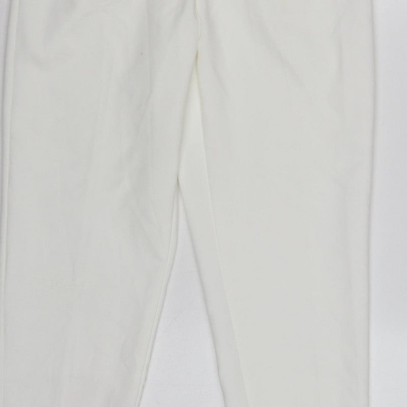 Zara Women White Size S High Rise Tapered Dress Trousers